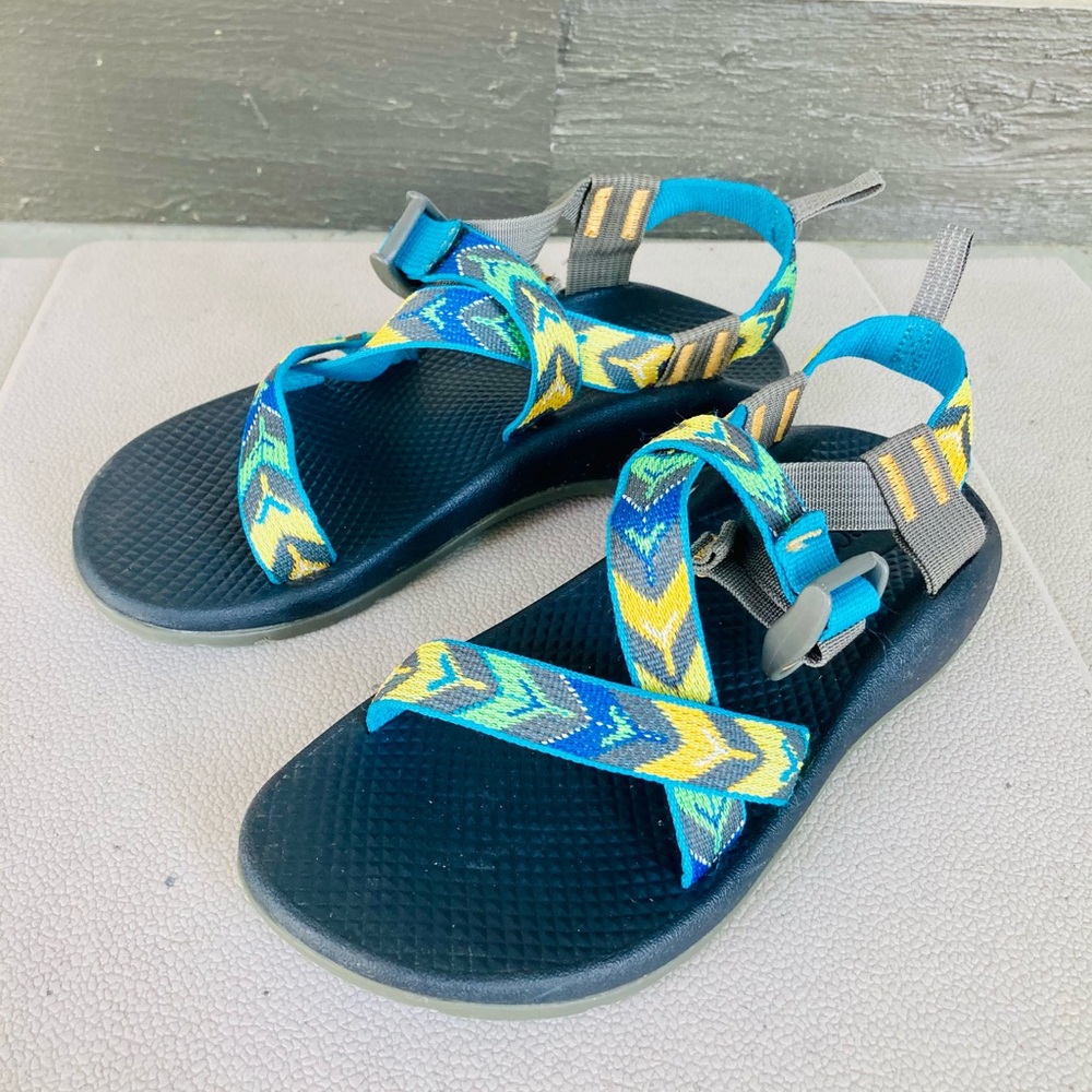 Blue and Yellow Women’s Chacos